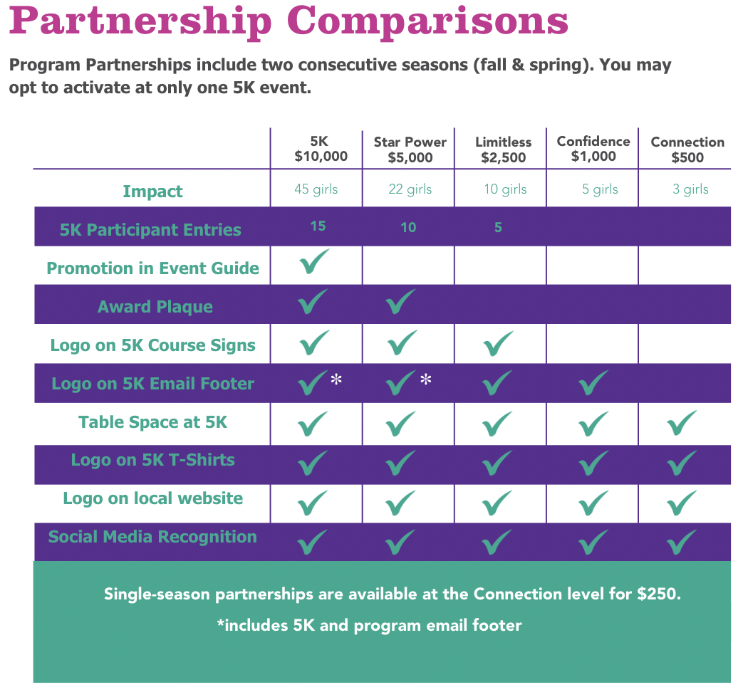 Sponsorship Levels Summary Graphic